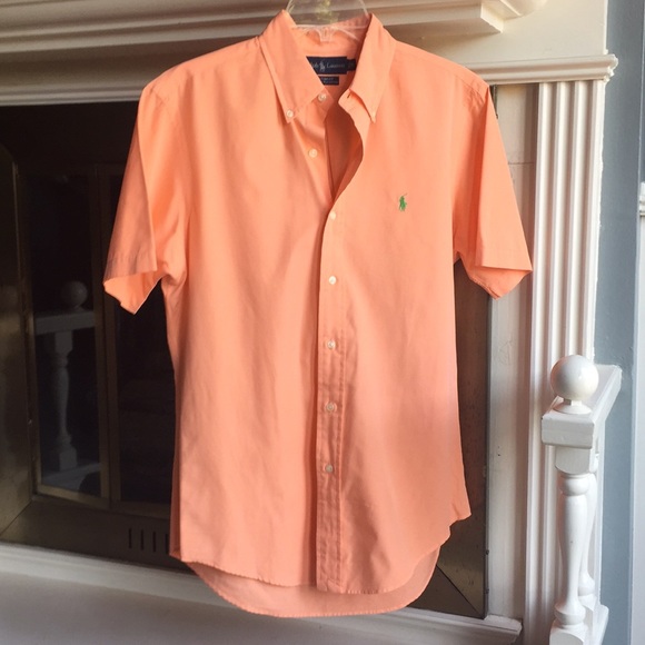 peach polo button down